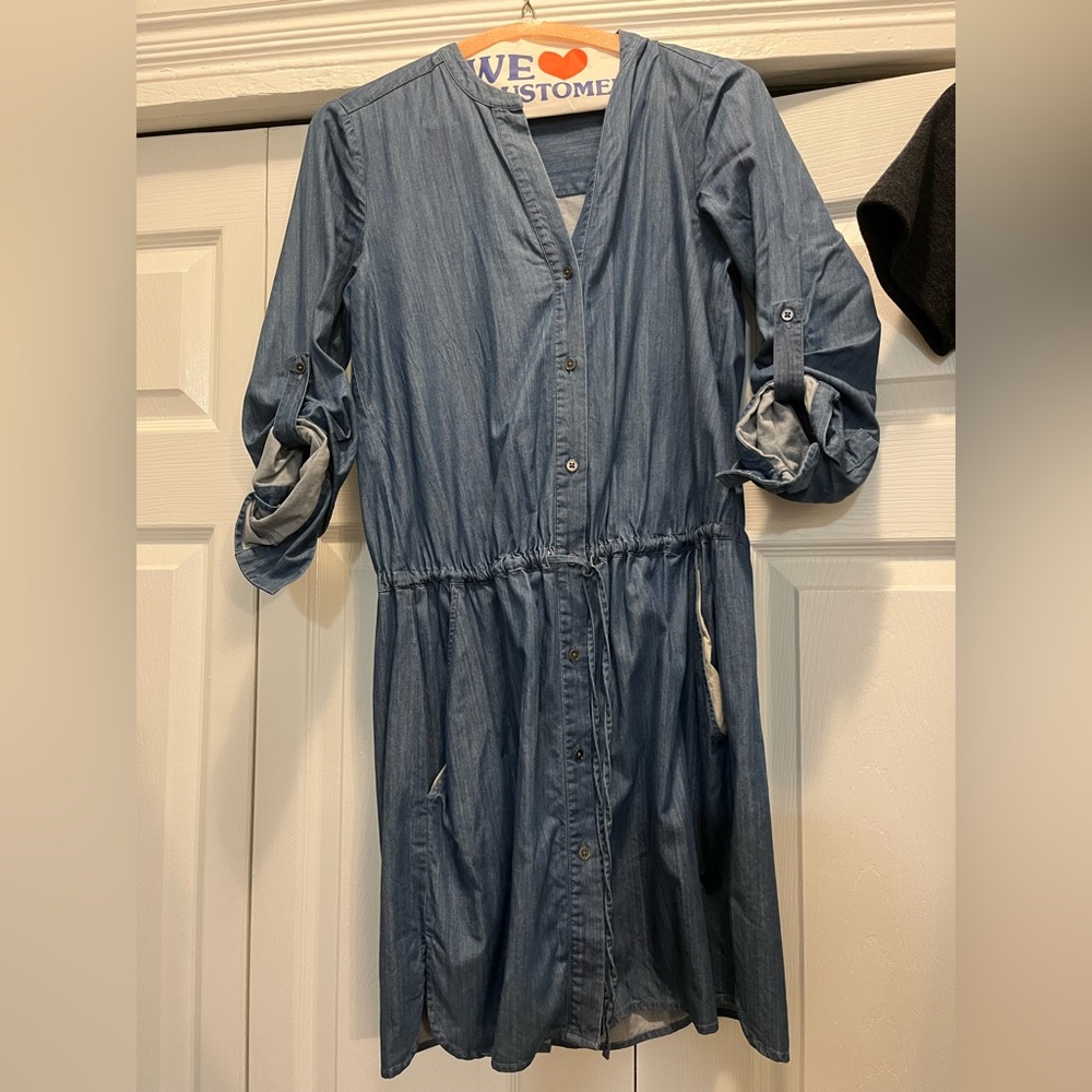 Brass chambray shirt dress